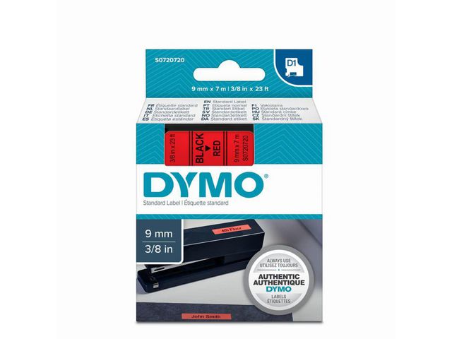 Tape Dymo 40917 9mm zwart/rood