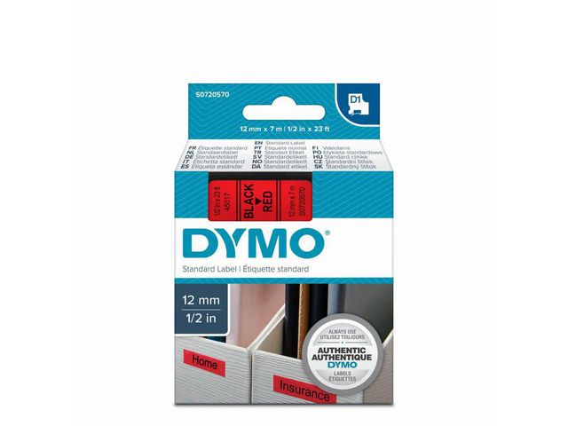 Tape Dymo 45017 12mm zwart/rood