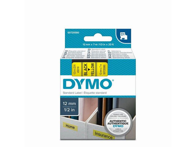 Tape Dymo 45018 12mm zwart/geel