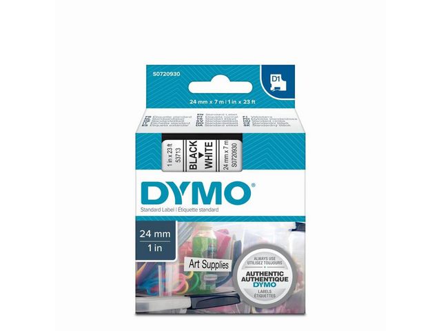 Tape Dymo d1 24mm zwart/wit