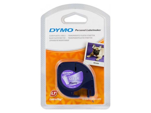 Tape Dymo LetraTag 12 mm zwart/transp.