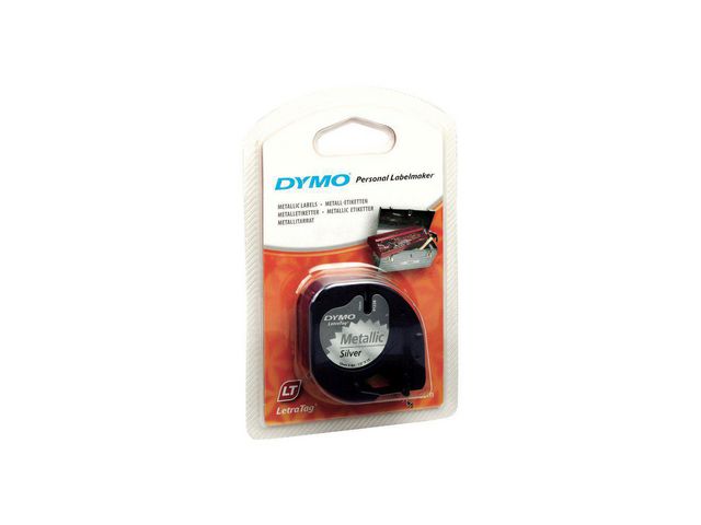 Tape Dymo LetraTeg metaal 12mmx4m zilver