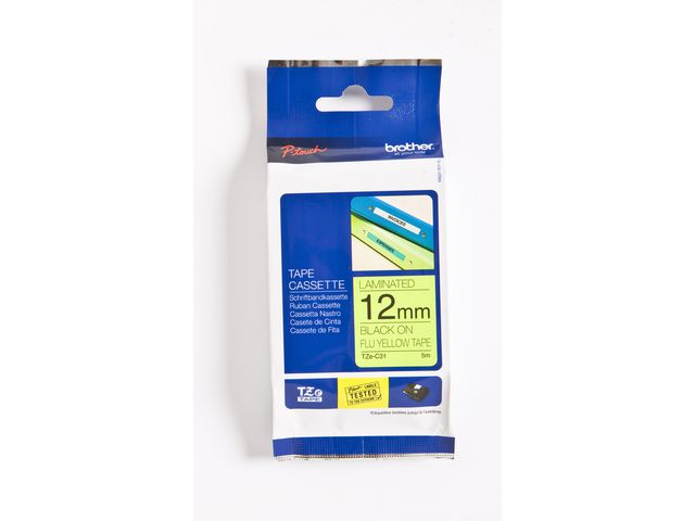 Tape P-Touch TZ-C31 12mm zwart op geel