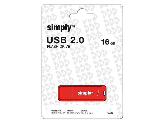 USB flashdrive Simply 16GB rood