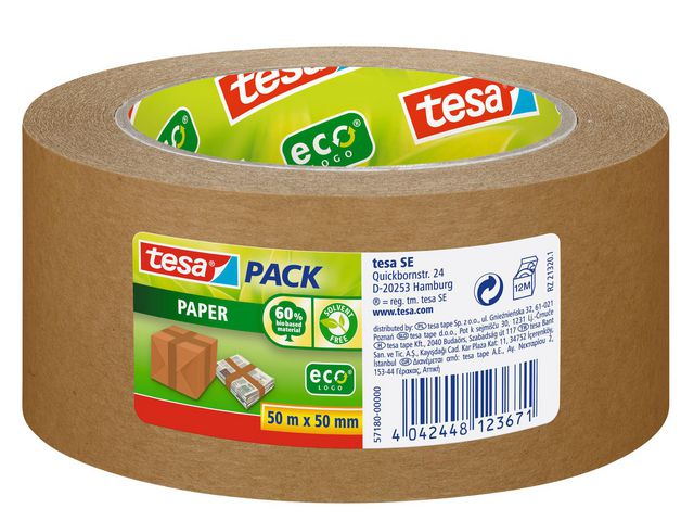 Verpakkingstape papier ECO 50mmx50m br