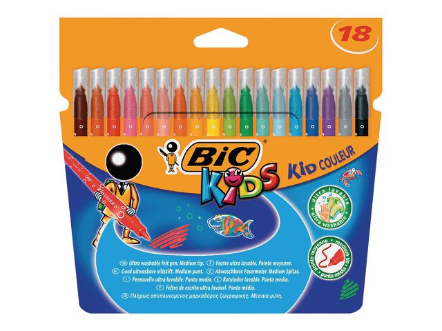 Viltstift Bic kid couleur med ass/pk 18