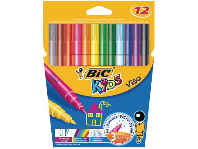 Viltstift Bic Kids Visacolor ass / pk12