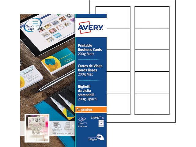 Visitekaart Avery L 85x54 200g/pk 250