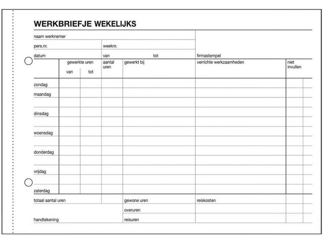 Werkbriefje Sigel A5 week/ dag 50 bl/wr5