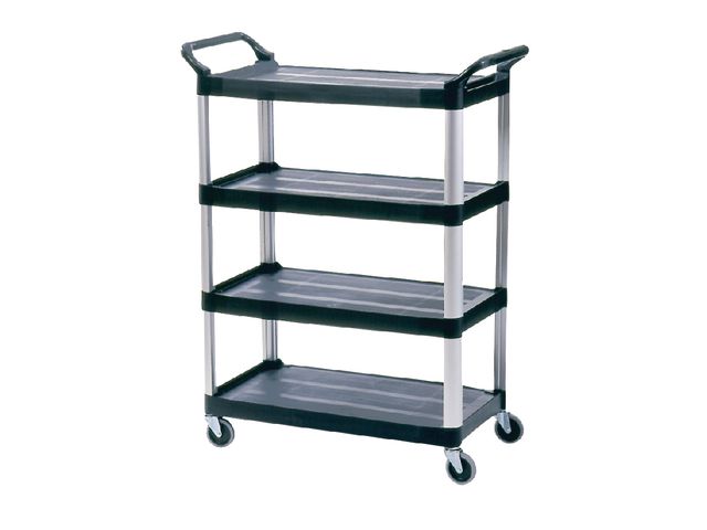 Werkwagen Rubbermaid 4 planken zwart